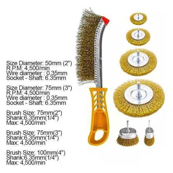 Ingco WB10071 7pcs Wire Brush Set - KHM Megatools Corp. Ingco WB10071 7pcs Wire Brush Set - KHM Megatools Corp.